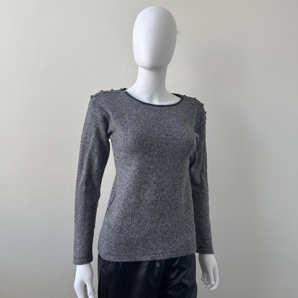Threads 4 Thought Elissa Ribbed Knit Top Snap Shoulder Gray Long Sleeve S - Picture 4 of 11